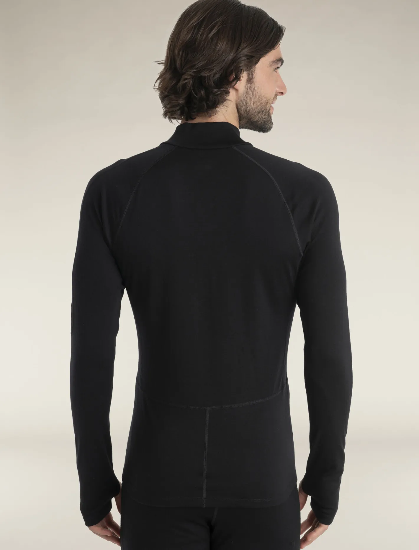 Icebreaker Base Layers^Men's 300 MerinoFine™ Polar Long Sleeve Half Zip Thermal Top Black