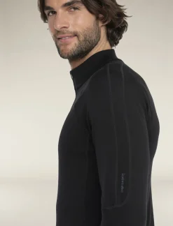 Icebreaker Base Layers^Men's 300 MerinoFine™ Polar Long Sleeve Half Zip Thermal Top Black