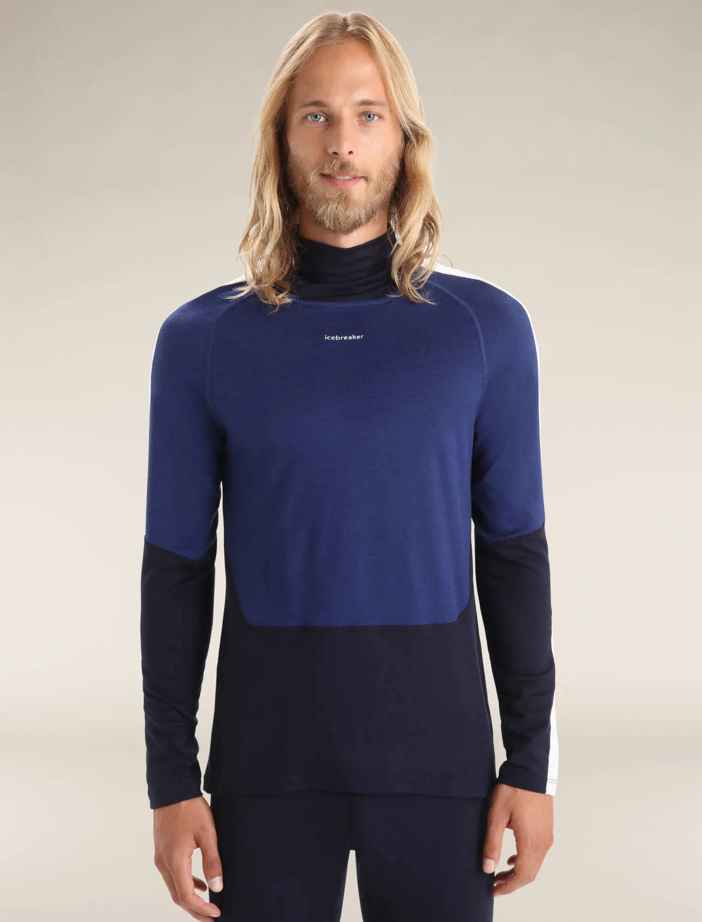 Icebreaker Base Layers^Men's 200 Sonebula Long Sleeve High Neck Thermal Top MidnightNavy/RoyalNavy