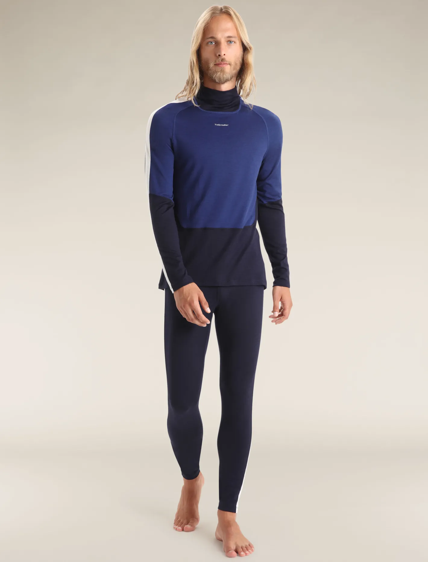 Icebreaker Base Layers^Men's 200 Sonebula Long Sleeve High Neck Thermal Top MidnightNavy/RoyalNavy