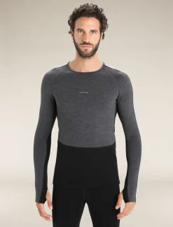 Icebreaker Base Layers^Men's 260 ZoneKnit™ Long Sleeve Crewe Thermal Top JetHeather/Black