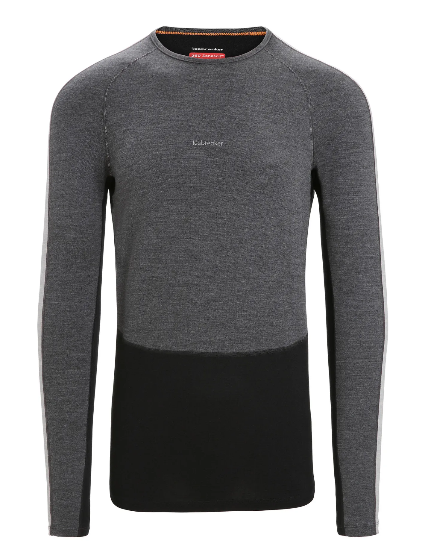 Icebreaker Base Layers^Men's 260 ZoneKnit™ Long Sleeve Crewe Thermal Top JetHeather/Black