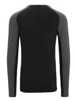 Icebreaker Base Layers^Men's 260 ZoneKnit™ Long Sleeve Crewe Thermal Top JetHeather/Black
