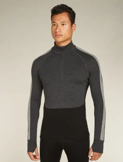 Icebreaker Base Layers^Men's 260 ZoneKnit™ Long Sleeve Half Zip Thermal Top JetHeather/Black
