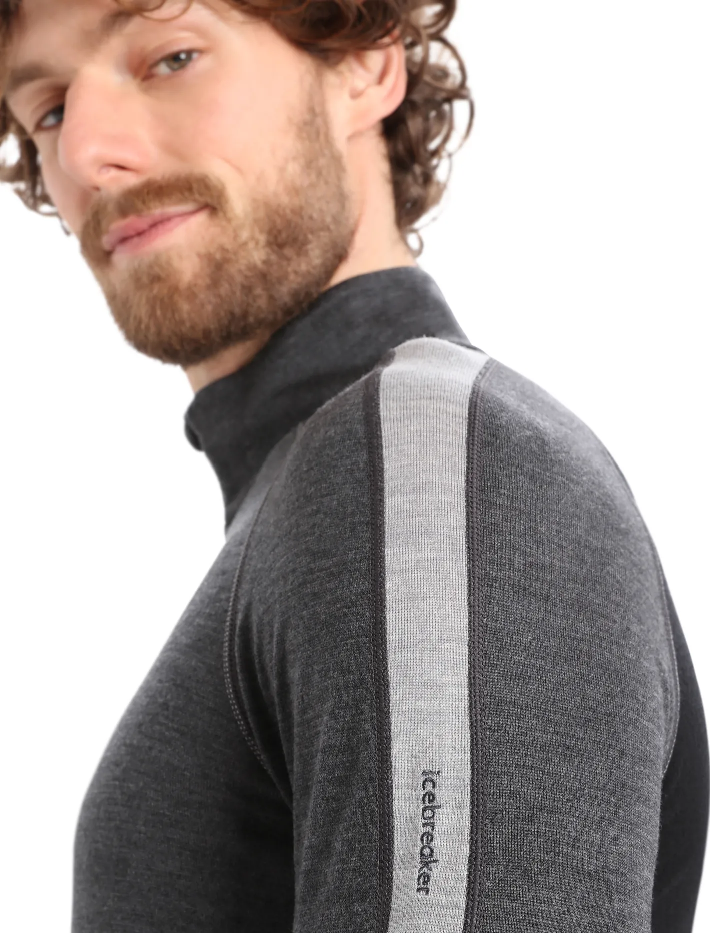 Icebreaker Base Layers^Men's 260 ZoneKnit™ Long Sleeve Half Zip Thermal Top JetHeather/Black