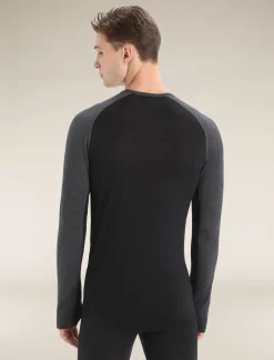Icebreaker Base Layers^Men's 125 ZoneKnit™ Long Sleeve Crewe Thermal Top JetHeather/Black