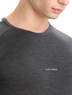 Icebreaker Base Layers^Men's 125 ZoneKnit™ Long Sleeve Crewe Thermal Top JetHeather/Black