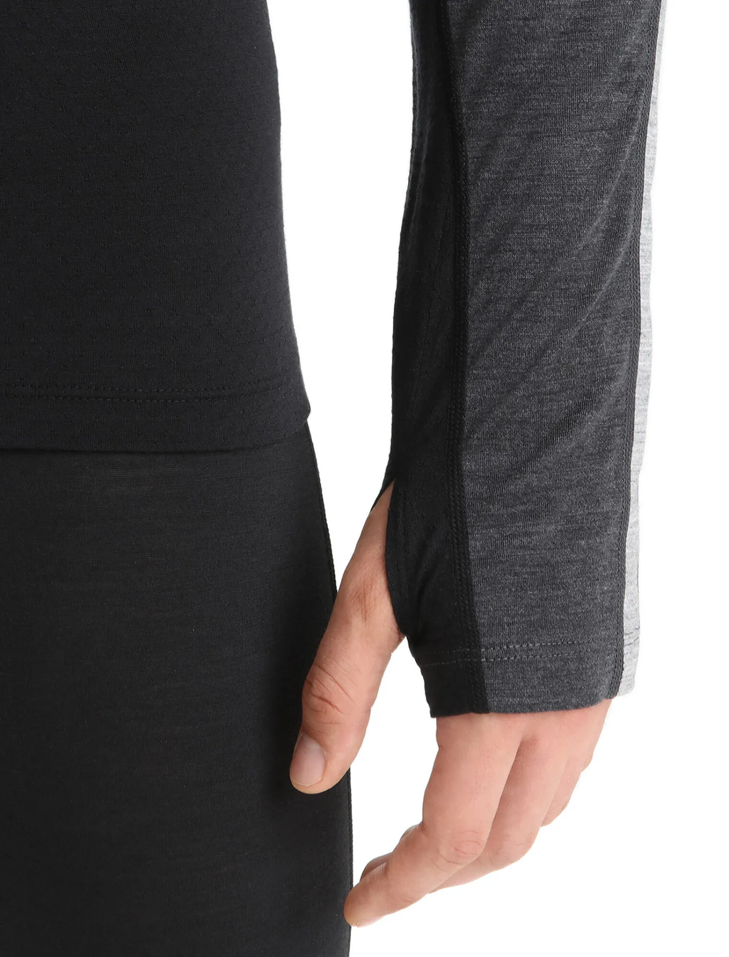 Icebreaker Base Layers^Men's 125 ZoneKnit™ Long Sleeve Crewe Thermal Top JetHeather/Black