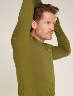 Icebreaker Base Layers^Men's 260 ZoneKnit™ Long Sleeve Crewe Thermal Top Algae/Ashen