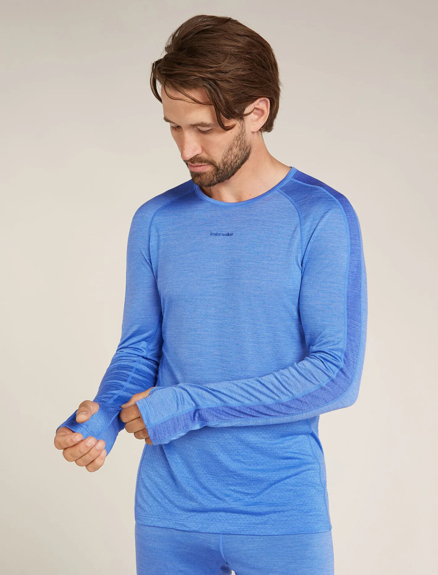 Icebreaker Base Layers^Men's 125 ZoneKnit™ Long Sleeve Crewe Thermal Top Baja/Brilliant