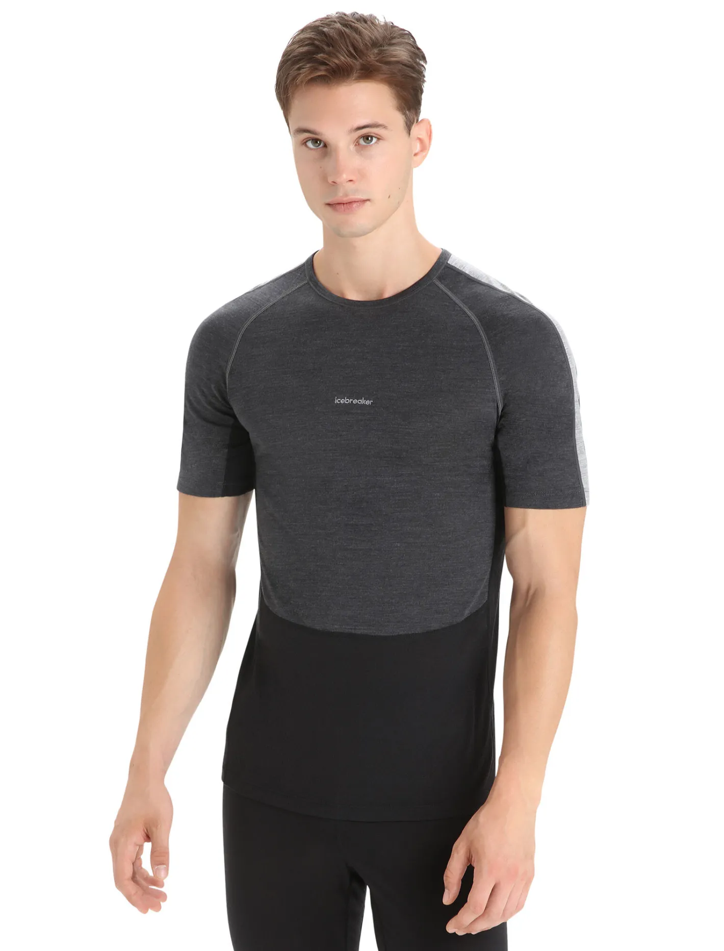 Icebreaker Base Layers^Men's 125 ZoneKnit™ Short Sleeve Crewe Thermal Top JetHeather/Black