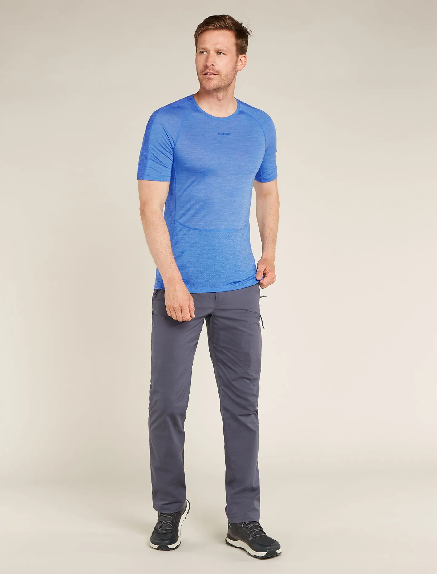 Icebreaker Base Layers^Men's 125 ZoneKnit™ Short Sleeve Crewe Thermal Top Baja/Brilliant