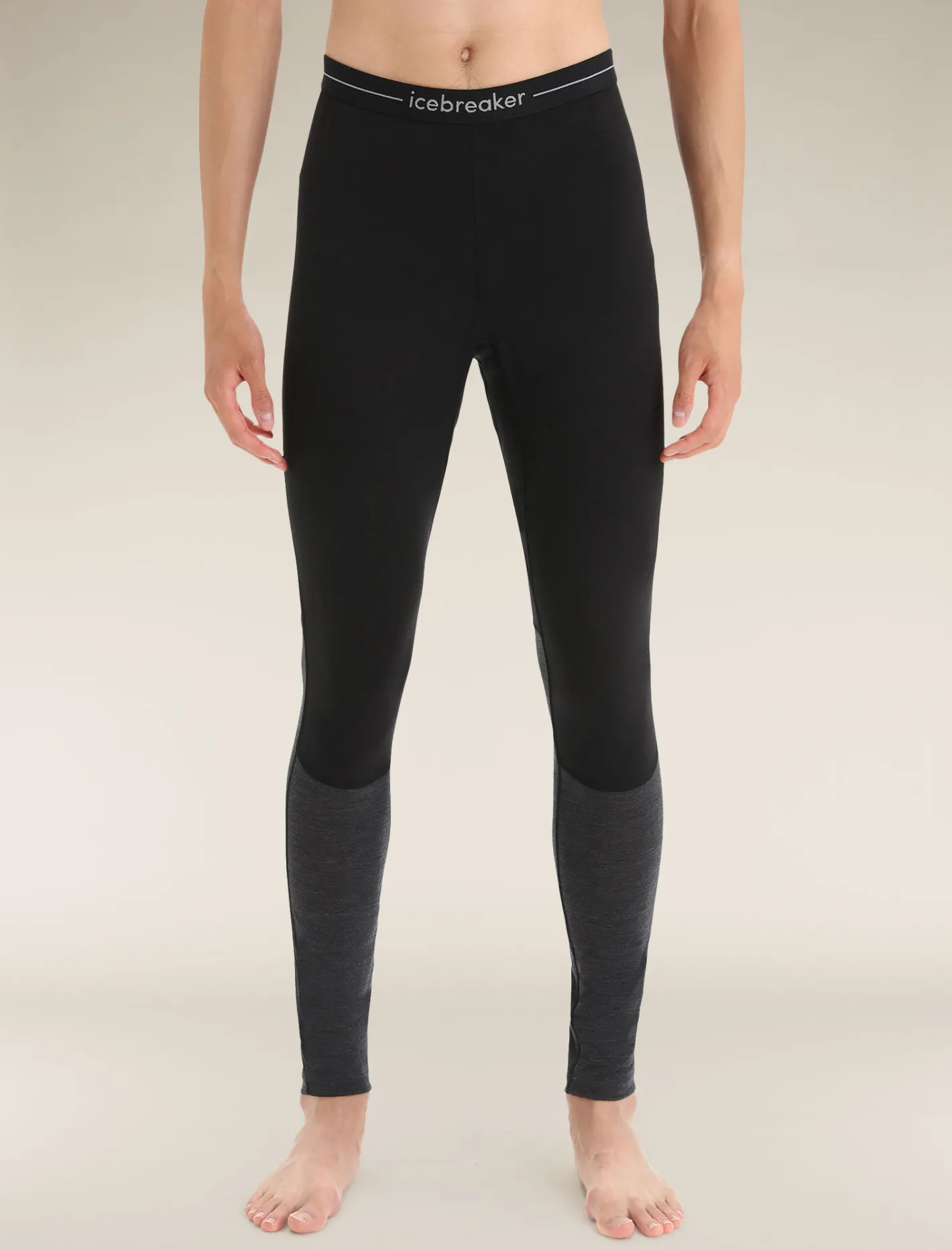 Icebreaker Bottoms|Base Layers^Men's 125 ZoneKnit™ Thermal Leggings Black/JetHeather
