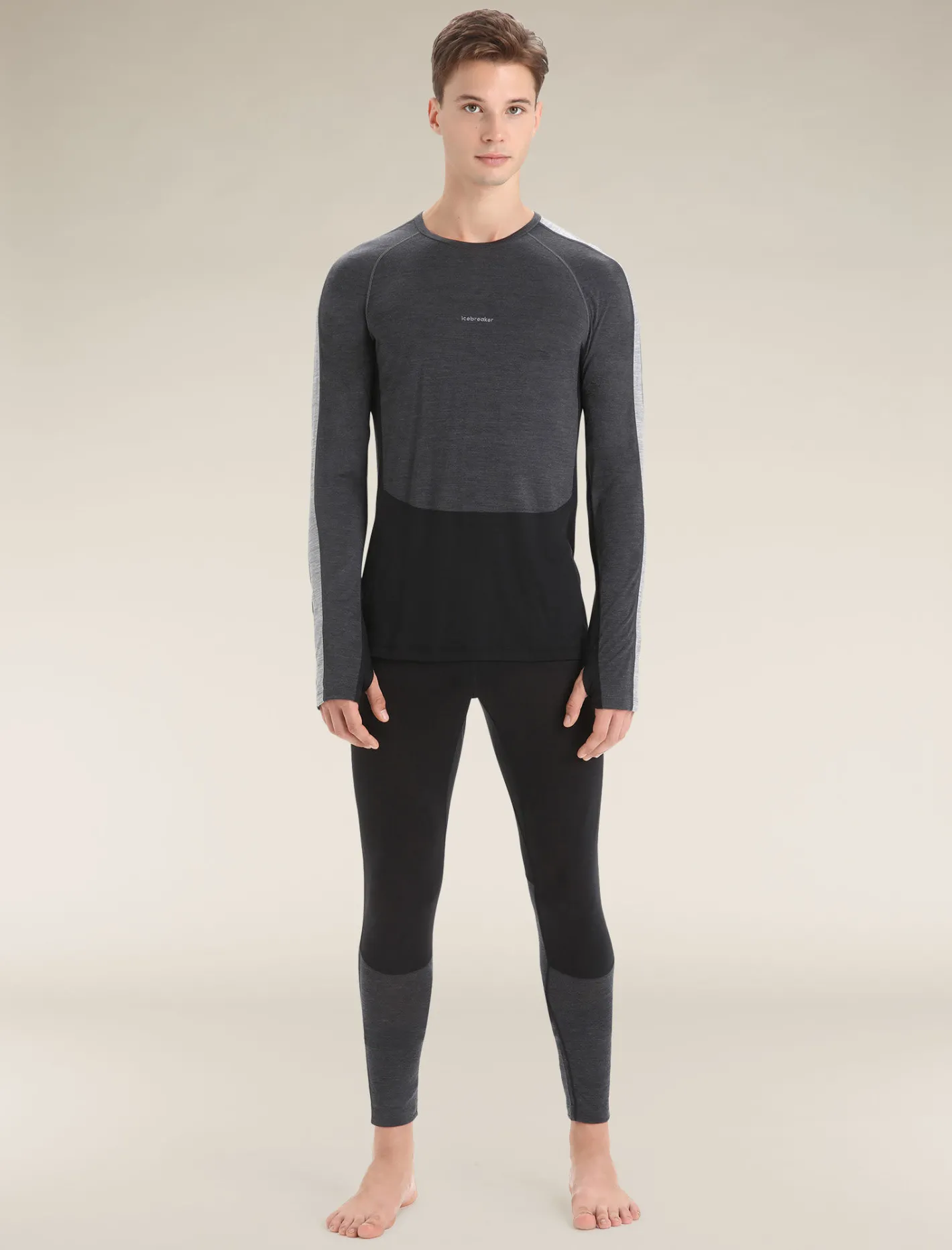 Icebreaker Bottoms|Base Layers^Men's 125 ZoneKnit™ Thermal Leggings Black/JetHeather