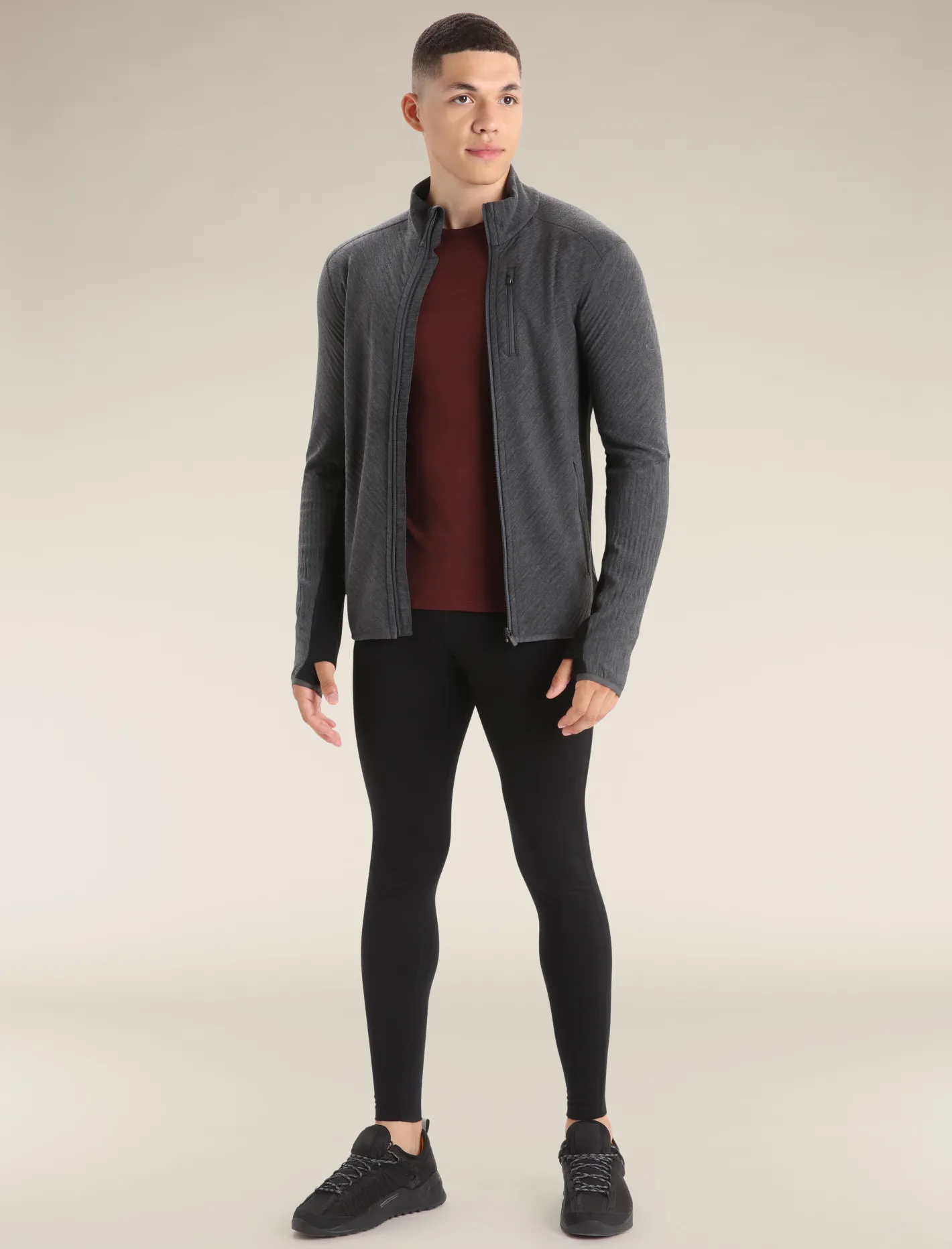 Icebreaker Jumpers & Hoodies^Men's Descender Long Sleeve Zip Jacket JetHeather/Black