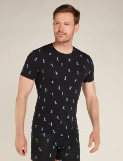 Icebreaker Underwear^Men's Merino 150 Anatomica Short Sleeve Crewe Top Ski Day Black