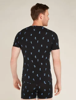 Icebreaker Underwear^Men's Merino 150 Anatomica Short Sleeve Crewe Top Ski Day Black