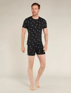 Icebreaker Underwear^Men's Merino 150 Anatomica Short Sleeve Crewe Top Ski Day Black