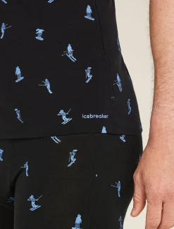 Icebreaker Underwear^Men's Merino 150 Anatomica Short Sleeve Crewe Top Ski Day Black