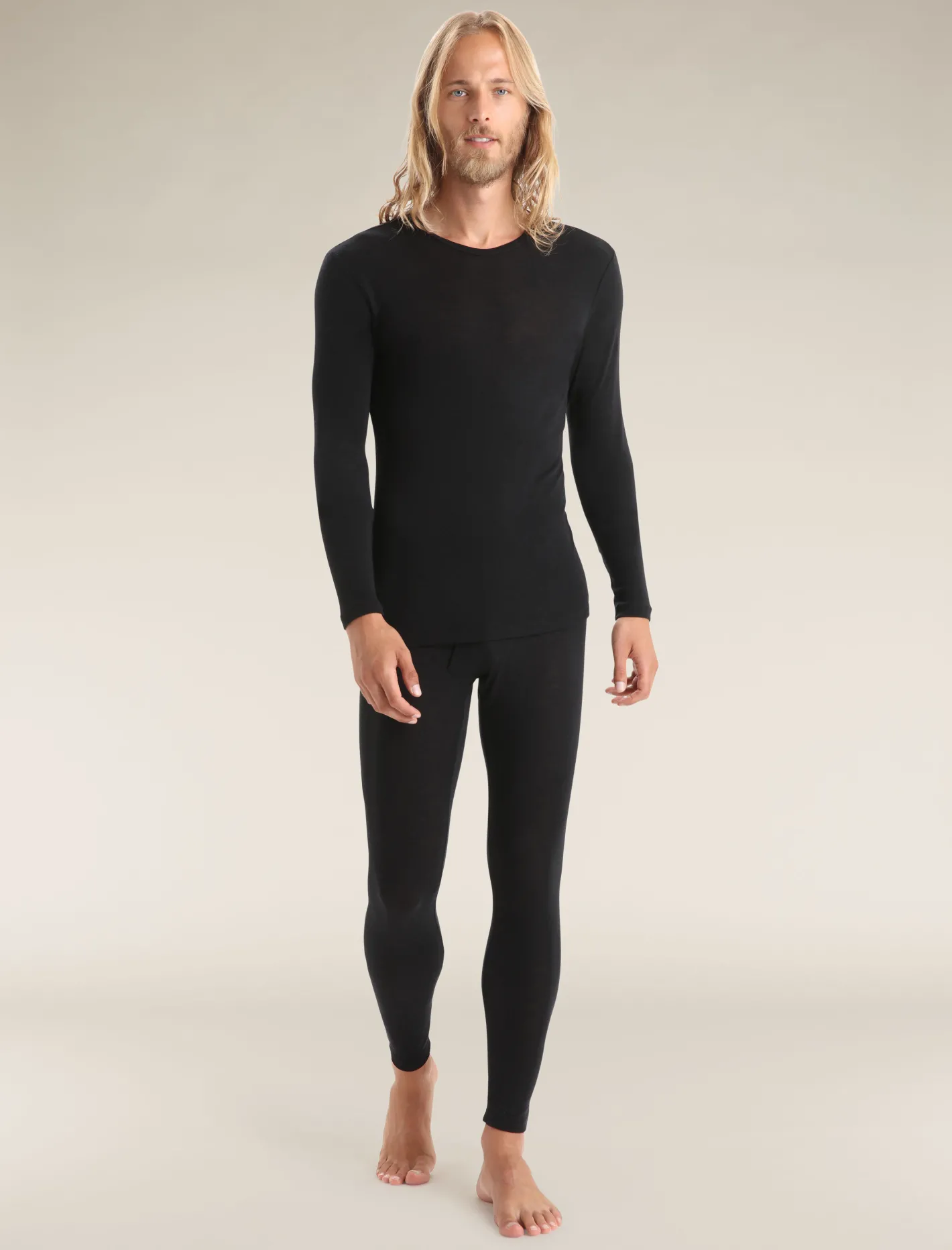 Icebreaker Base Layers^Men's Merino 175 Everyday Long Sleeve Crew Neck Thermal Top Black