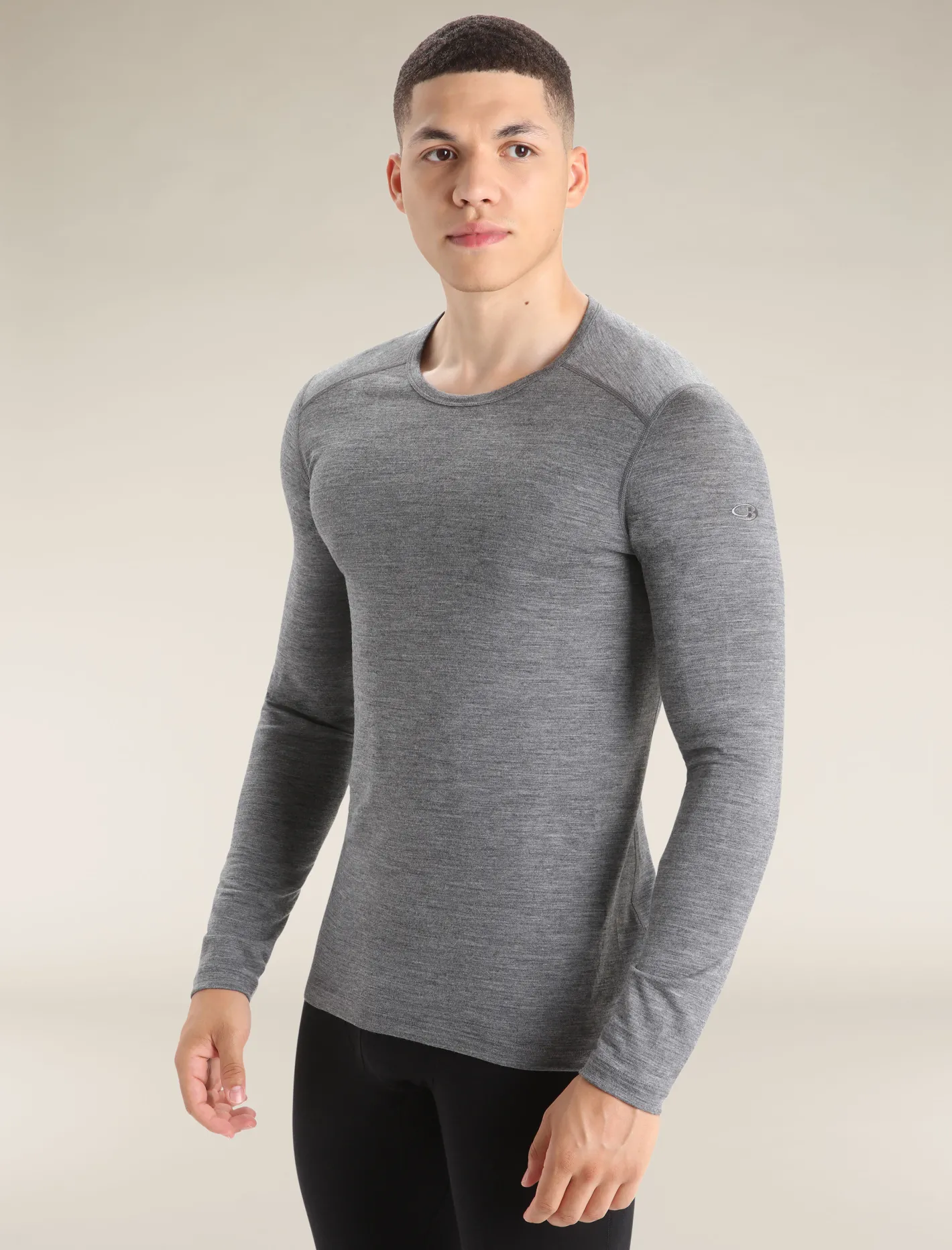 Icebreaker Base Layers^Men's Merino 200 Oasis Long Sleeve Crew Neck Thermal Top GritstoneHeather