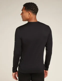 Icebreaker Base Layers^Men's Merino 200 Oasis Long Sleeve Crewe Thermal Top Remarkables Black