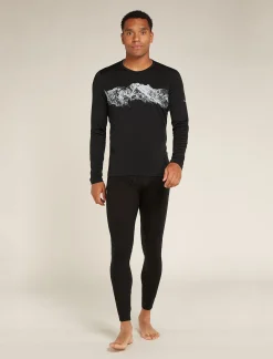 Icebreaker Base Layers^Men's Merino 200 Oasis Long Sleeve Crewe Thermal Top Remarkables Black