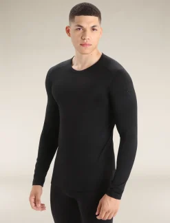 Icebreaker Base Layers^Men's Merino 200 Oasis Long Sleeve Crew Neck Thermal Top Black