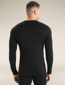 Icebreaker Base Layers^Men's Merino 200 Oasis Long Sleeve Crew Neck Thermal Top Black