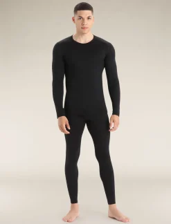 Icebreaker Base Layers^Men's Merino 200 Oasis Long Sleeve Crew Neck Thermal Top Black