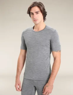 Icebreaker Base Layers^Men's Merino 200 Oasis Short Sleeve Crew Neck Thermal Top GritstoneHeather