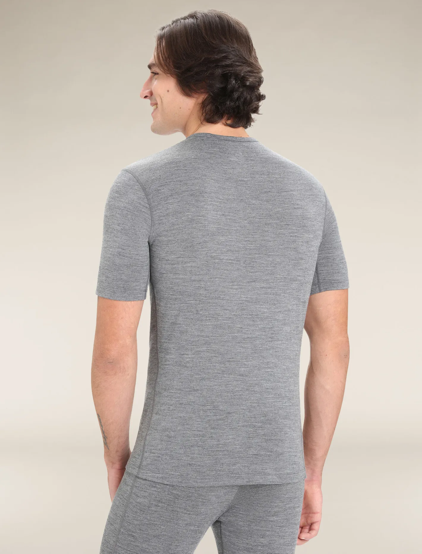 Icebreaker Base Layers^Men's Merino 200 Oasis Short Sleeve Crew Neck Thermal Top GritstoneHeather