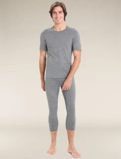 Icebreaker Base Layers^Men's Merino 200 Oasis Short Sleeve Crew Neck Thermal Top GritstoneHeather