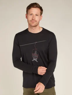 Icebreaker T-shirts^Men's Merino 150 Tech Lite Long Sleeve T-Shirt Bear Lift Black