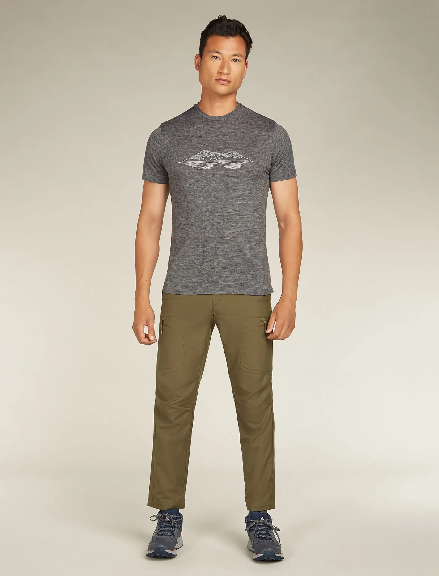 Icebreaker T-shirts^Men's Merino 150 Tech Lite Short Sleeve T-Shirt Pukaki Reflected GritstoneHeather