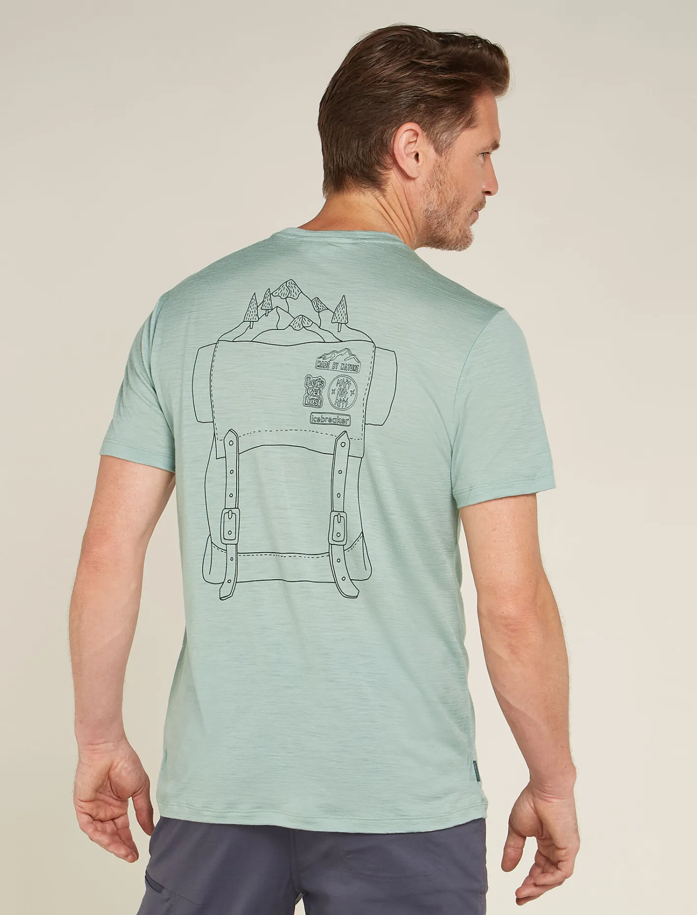 Icebreaker T-shirts^Men's Merino 150 Tech Lite Short Sleeve T-Shirt IB Back Pack Moss