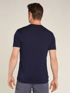 Icebreaker T-shirts^Men's Merino 150 Tech Lite Short Sleeve T-Shirt Single Line Camp MidnightNavy