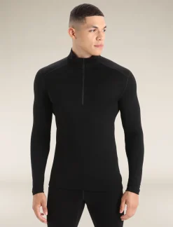 Icebreaker Base Layers^Men's Merino 260 Tech Long Sleeve Half Zip Thermal Top Black