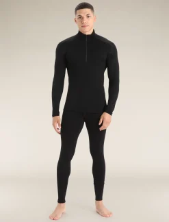 Icebreaker Base Layers^Men's Merino 260 Tech Long Sleeve Half Zip Thermal Top Black