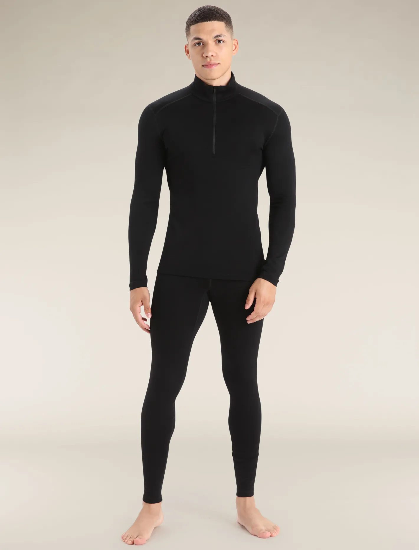 Icebreaker Base Layers^Men's Merino 260 Tech Long Sleeve Half Zip Thermal Top Black