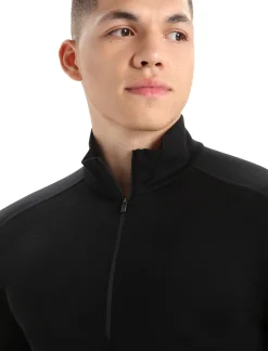 Icebreaker Base Layers^Men's Merino 260 Tech Long Sleeve Half Zip Thermal Top Black