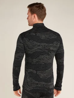 Icebreaker Base Layers^Men's Merino 260 Vertex Long Sleeve Half Zip Thermal Top Snow Guide Black/Galaxy