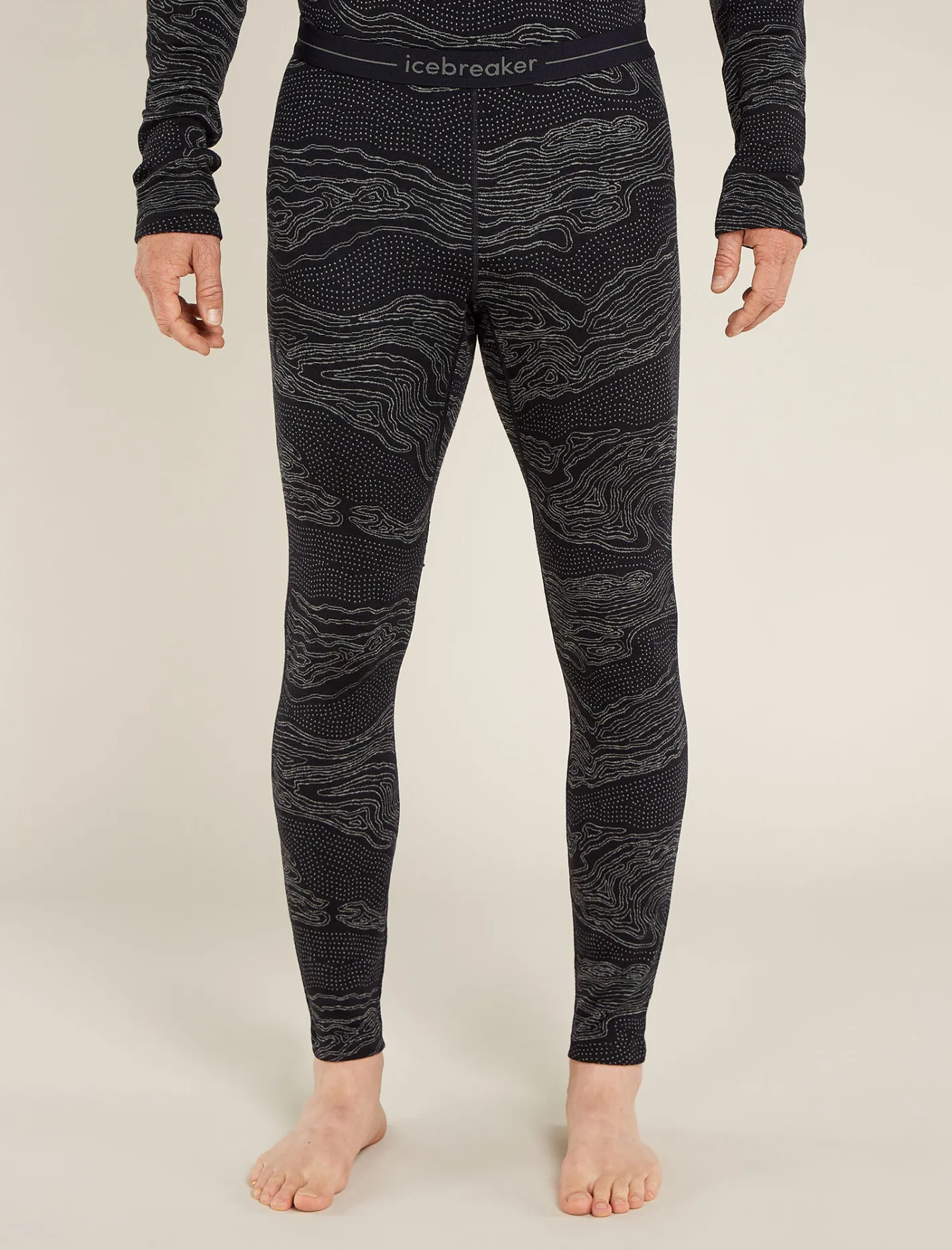 Icebreaker Base Layers^Men's Merino 260 Vertex Thermal Leggings Snow Guide Black/Galaxy