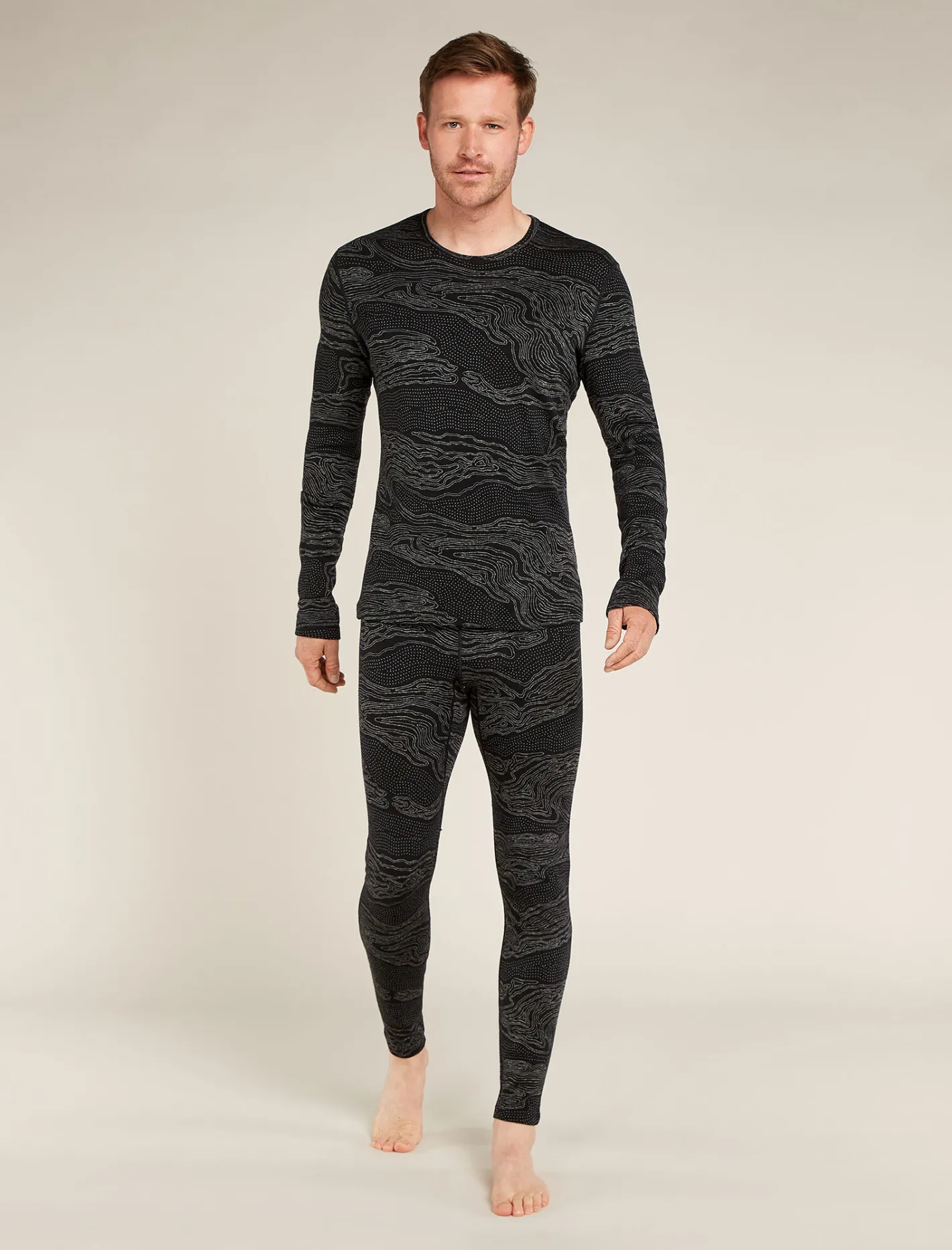 Icebreaker Base Layers^Men's Merino 260 Vertex Thermal Leggings Snow Guide Black/Galaxy