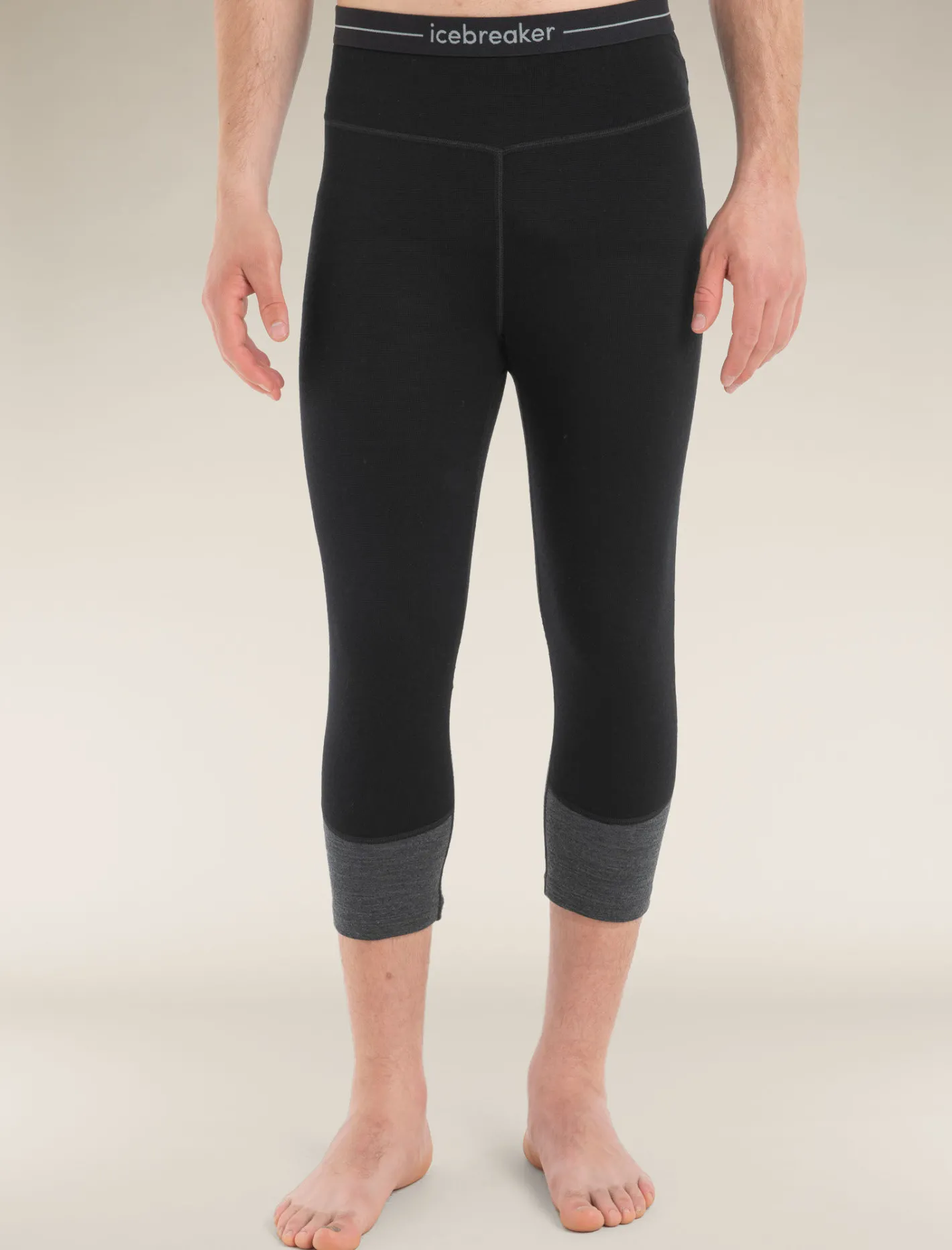 Icebreaker Base Layers^Men's Merino 260 ZoneKnit™ 3/4 Thermal Leggings Black/JetHeather