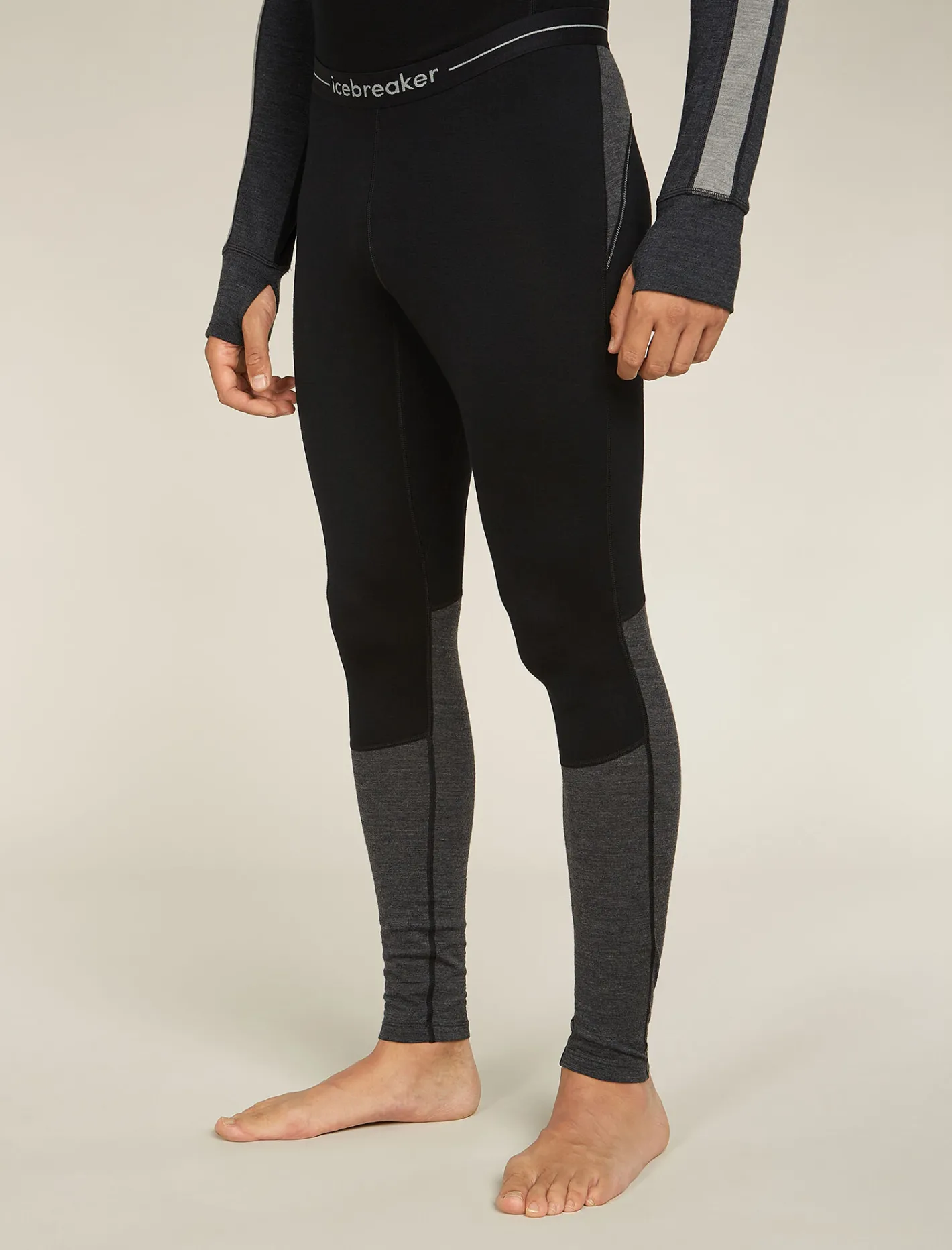 Icebreaker Bottoms|Base Layers^Men's Merino 260 ZoneKnit™ Merino Thermal Leggings Black/jetheather