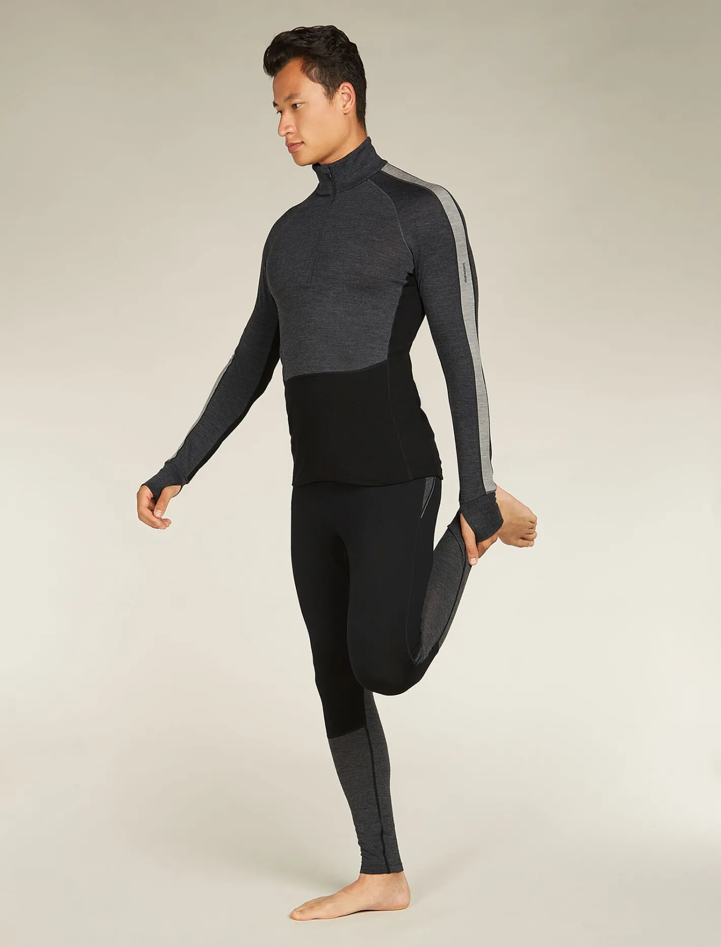 Icebreaker Bottoms|Base Layers^Men's Merino 260 ZoneKnit™ Merino Thermal Leggings Black/jetheather