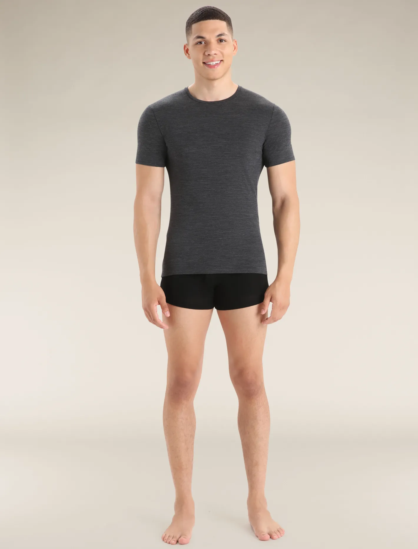 Icebreaker Underwear^Men's Merino Anatomica Short Sleeve Crew Neck Tee JetHeather