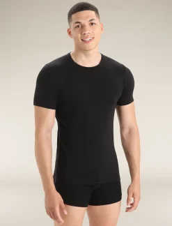 Icebreaker Underwear^Men's Merino Anatomica Short Sleeve Crew Neck Tee Black