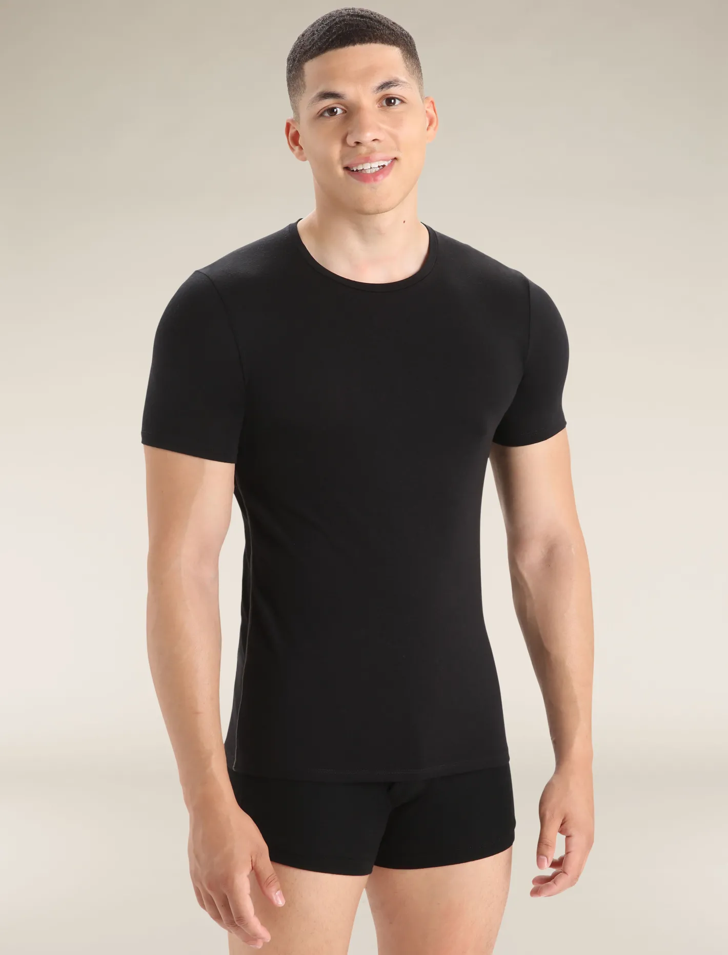Icebreaker Underwear^Men's Merino Anatomica Short Sleeve Crew Neck Tee Black